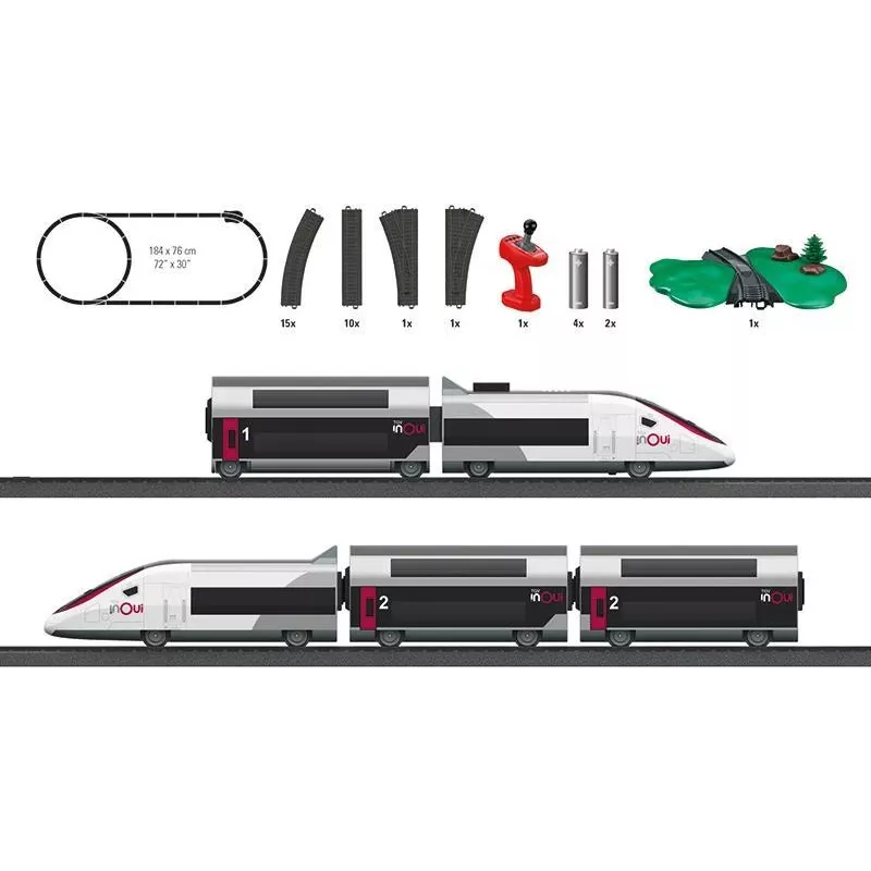 Märklin TGV Duplex H0 5 dalių skaitmeninis traukinio rinkinys su Mobile Station 2, baltas/juodas 029406