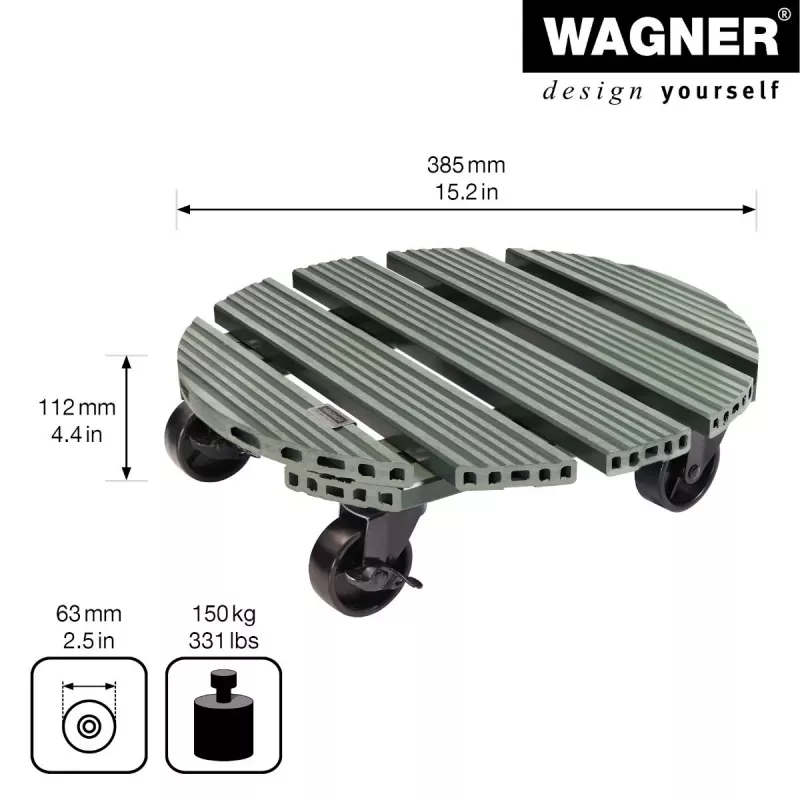 WAGNER design yourself augalų stumdymo lėkštė GH0558, plastikinė, Ø 38,5 cm, tamsiai žalia, apvali, 1 vnt. 20055801