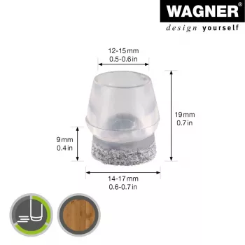 Wagner design yourself EH 0555 kėdės kojelių antgaliai, plastikiniai, Ø 14-17 mm, 4 vnt. (15055599)