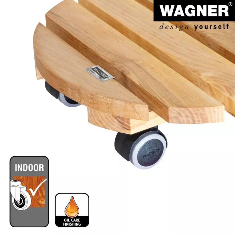 WAGNER Multiroller ERLE soft rund Ø34cm augalų vežimėlis, masyvo alksnio mediena, 100 kg, 3 pasukamosios ratukės, apsaugantis grindis 20026201