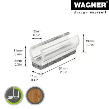 Wagner design yourself EH 0690 užsikabinantys baldiniai slankikliai, plastikiniai, 12 mm apvalioms kojelėms, 4 vnt., balti 15069099