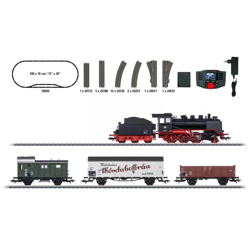 Märklin 29249 H0 skaitmeninis pradinis rinkinys - vietinis krovininis traukinys su DB 24 klasės garvežiu