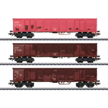 Märklin 047188 H0 rungų vagonas su rąstų kroviniu, IV epocha DB, 3 bėgių AC