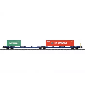 Märklin 47474 Sdggmrss dvigubos kišenės vagonas H0 1:87 kobalto mėlyna 393 mm