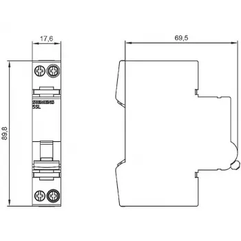 Siemens 5SL60166MC 2 polių 16 A C charakteristikos automatinis miniatiūrinis grandinės pertraukiklis, 6 kA