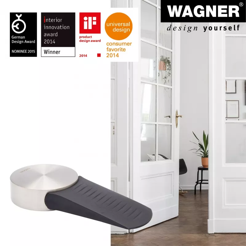 Wagner Design Yourself EH 5116 durų stabdiklis, cinko lydinio liejimo korpusas su guminiu amortizatoriumi, Ø 50 mm, matinis nikelis 15511611