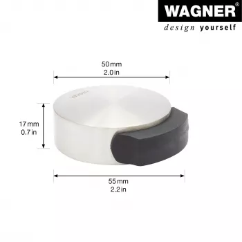 Wagner Design Yourself EH 5111 grindinė durų atrama, cinko lydinio su guminiu žiedu, satininis nikelis, 50 mm skersmens (15511111)