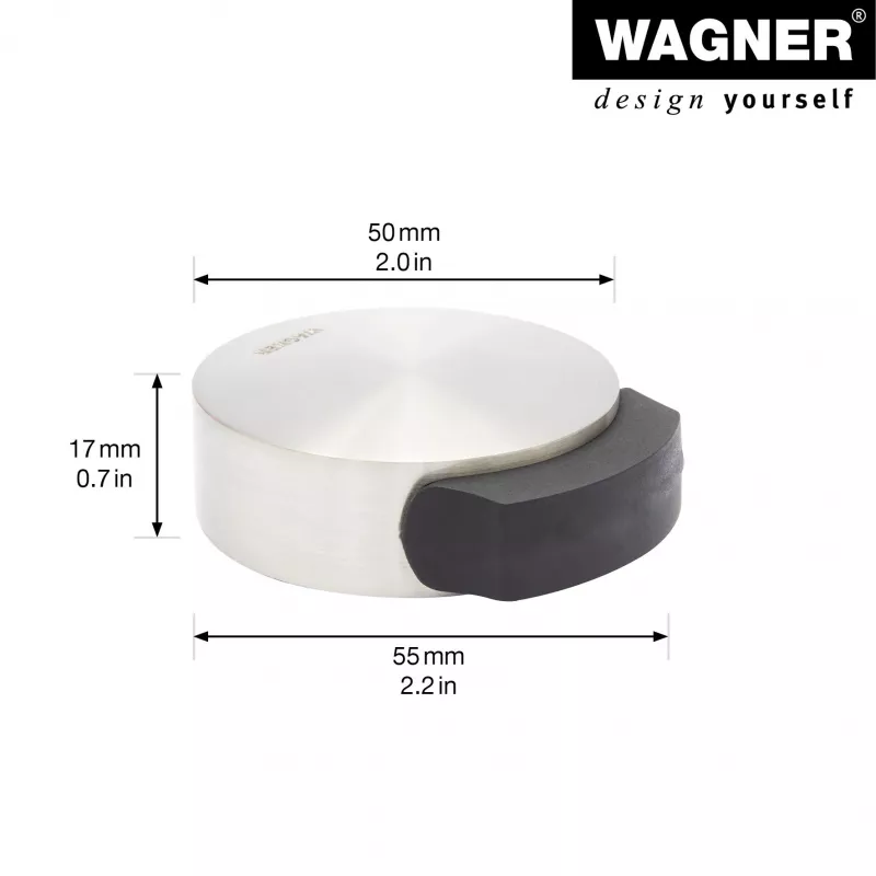 Wagner Design Yourself EH 5111 grindinė durų atrama, cinko lydinio su guminiu žiedu, satininis nikelis, 50 mm skersmens (15511111)