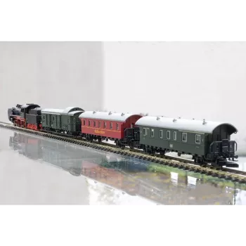 Märklin 81874 Z geležinkelio garvežio krovininio traukinio pradinis rinkinys – BR 89.0, III epocha, 3 vagonai, ovalios bėgių kelias, analoginis DC 081874