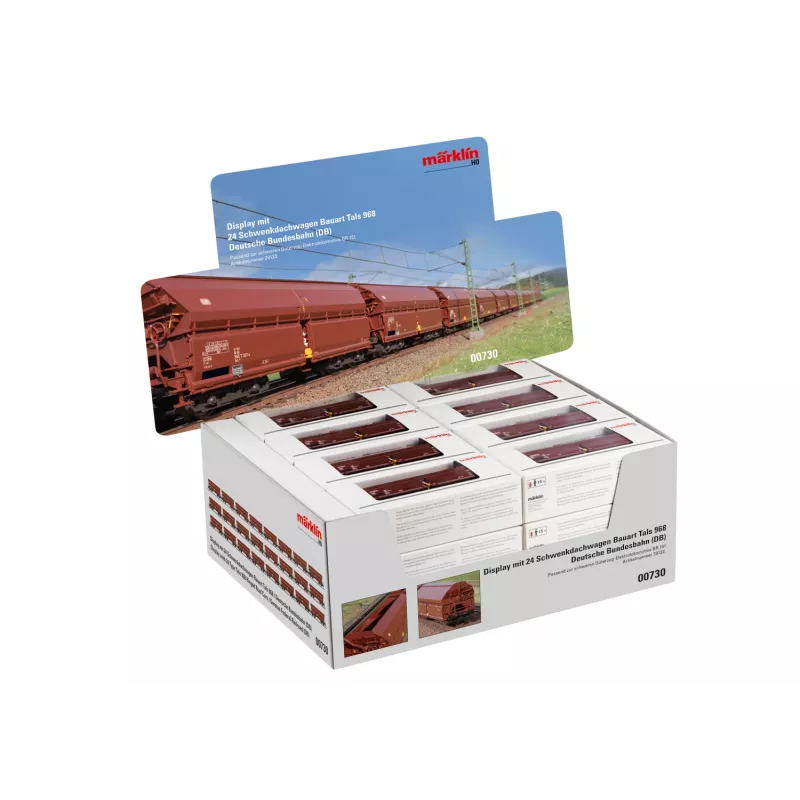 Märklin 000730 H0 24 vienetų rinkinys slenkamojo stogo vagonų Tals 968 DB IV epocha AC
