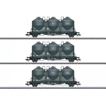 Märklin 48264 H0 trijų vagonų rinkinys – dulkių siloso vagonai Kds 67, DB
