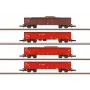 Märklin 82542 Z vėžės 4 dalių aukštų bortų atvirų vagonų rinkinys - DB AG laužo traukinys, V epocha