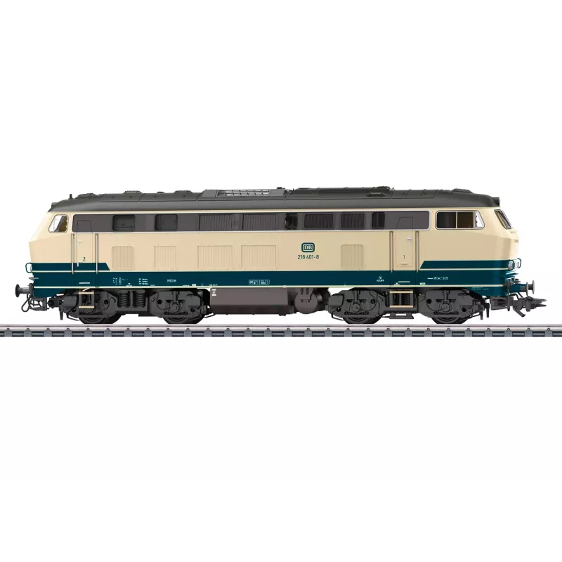 Märklin 39215 H0 klasės 218 dyzelinis lokomotyvas DB vandenyno mėlyna su mfx+ garsu ir LED