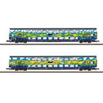 Märklin 87306 Z dviejų aukštų vagonų rinkinys Touristik 1 DB AG – 2 tarpiniai dviejų aukštų vagonai