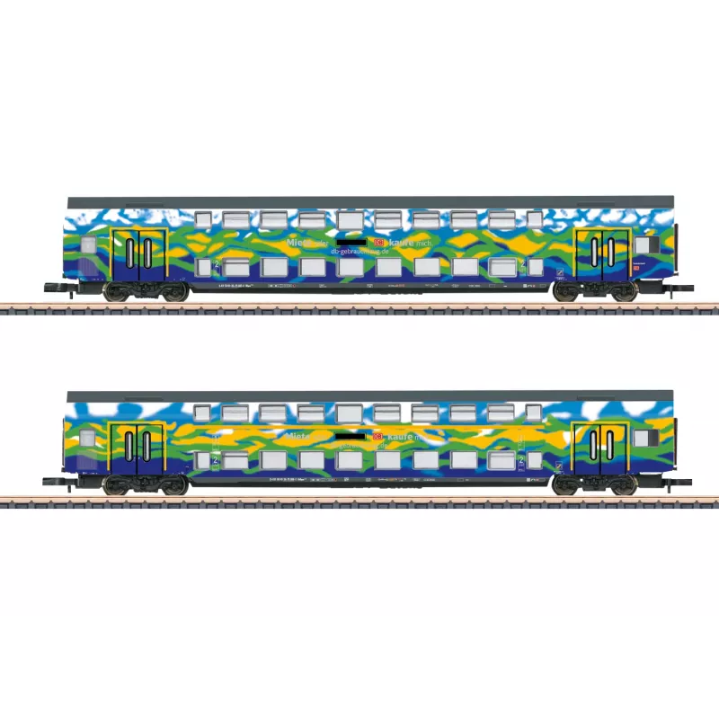 Märklin 87306 Z dviejų aukštų vagonų rinkinys Touristik 1 DB AG – 2 tarpiniai dviejų aukštų vagonai