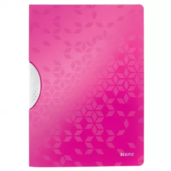 LEITZ WOW ColorClip A4 dokumentų segtuvas su spaustuku, rausvos metalinės spalvos, 3D reljefiniu paviršiumi, šviesiai pilku vidumi, 1 vnt., 4185-00-23