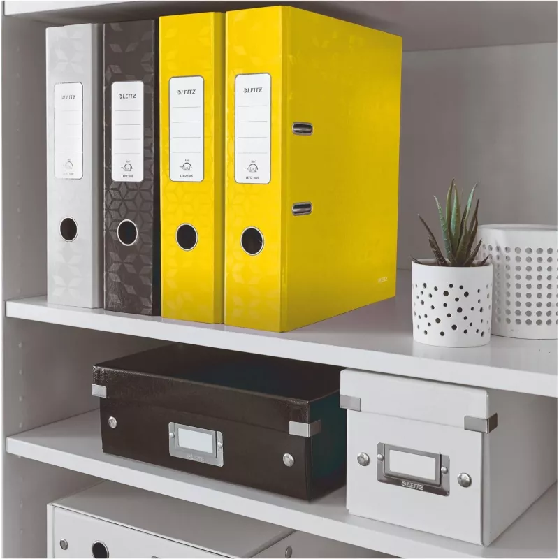 Leitz 180° WOW A4 dokumentų segtuvas su svirtimi, geltonas, 80 mm nugarėlė, 600 lapų, kartoninis, 10050016