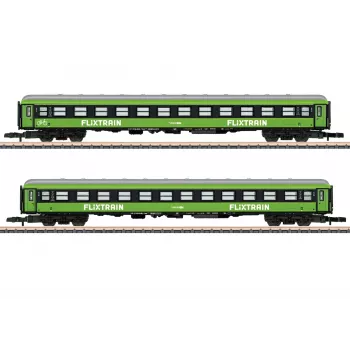 Märklin 87404 Z geležinkelio 2 vagonų rinkinys Flixtrain greitojo traukinio keleiviniai vagonai, VI epocha