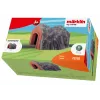 Märklin H0 vieno kelio tunelis su detaliu akmens arkos portalu, pilkas ir oranžinis 72202