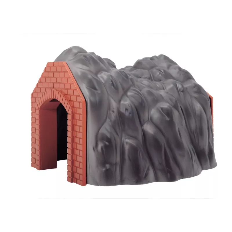 Märklin H0 vieno kelio tunelis su detaliu akmens arkos portalu, pilkas ir oranžinis 72202