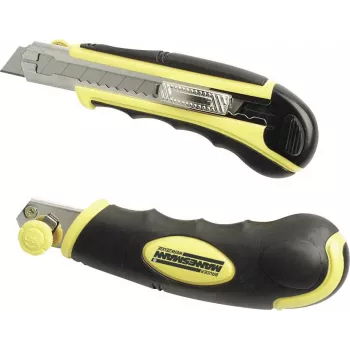 Brüder Mannesmann universalus pjaustymo peilis su Softgrip, automatinis ašmenų reguliavimas, 18 mm lūžtantis ašmenų peilis, 60100