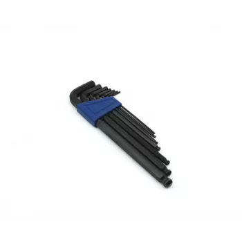 Brüder Mannesmann M 299 7 dalių L formos šešiakampių raktų rinkinys, chromo vanadžio plienas, metriniai 2,5-10 mm, DIN 911, satino chromu padengtas, su plastikiniu laikikliu