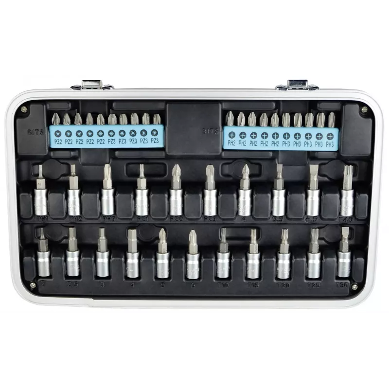 BRÜDER MANNESMANN QUANTOOL Q25003 116 dalių 1/4 inch šešiakampių antgalių rinkinys su apsauginiais antgaliais
