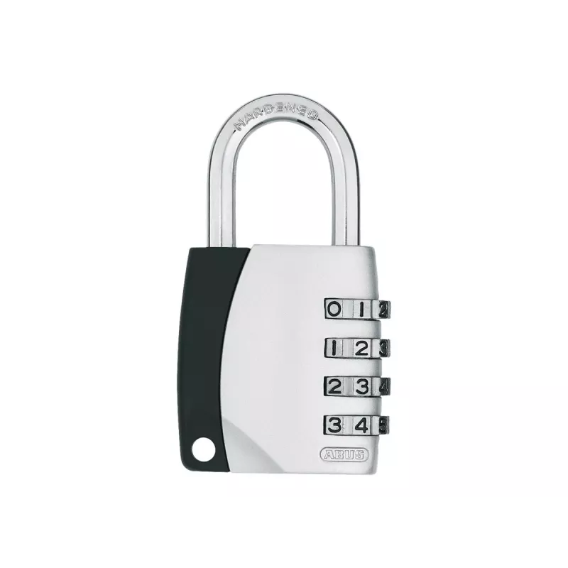ABUS 155/40 kombinuota spyna su 4 skaitmenų kodu, aliuminio korpusas, grūdinto plieno lankas, sidabrinė ABVS30890