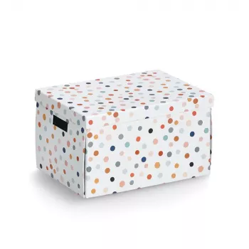 Zeller Dots dėžė daiktams laikyti balta su taškeliais 25 x 35 x 20 cm 14475