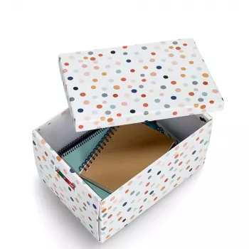 Zeller Dots dėžė daiktams laikyti balta su taškeliais 25 x 35 x 20 cm 14475