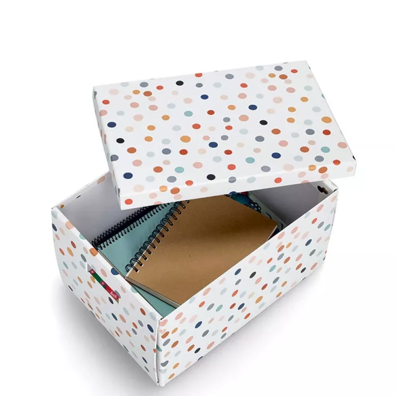 Zeller Dots dėžė daiktams laikyti balta su taškeliais 25 x 35 x 20 cm 14475