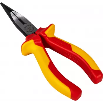 BRÜDER MANNESMANN VDE adatinės replės 160 mm, izoliuotos 1000V, ilgasnukės replės darbui su įtampa, raudonos/geltonos 10603