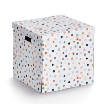 Zeller Dots balta dėžė su polka taškais 33,5 x 33 x 32 cm 14476
