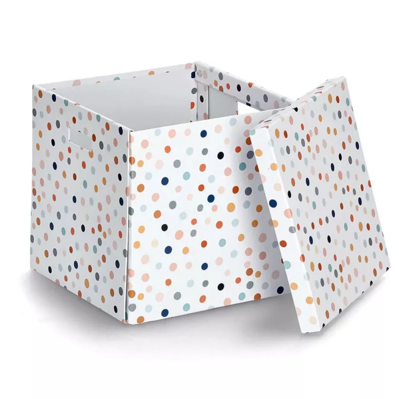 Zeller Dots balta dėžė su polka taškais 33,5 x 33 x 32 cm 14476