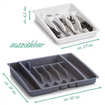 Zeller 24887 stalo įrankių stalčiaus organizatorius, plastikinis, pilkas, 5 skyriai