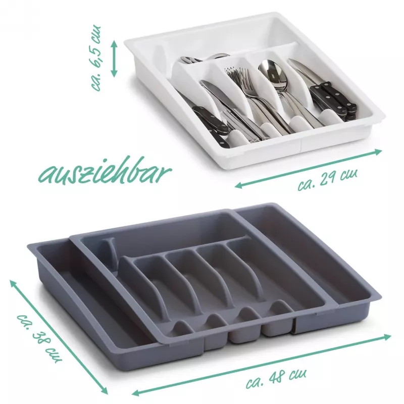 Zeller 24887 stalo įrankių stalčiaus organizatorius, plastikinis, pilkas, 5 skyriai
