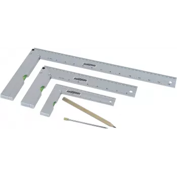 Brüder Mannesmann M81210 5 dalių kampainio rinkinys su braižikliu, grūdintas plienas, metrinė, 100 mm liniuotė, 0-180° kampamatis, 45° įstrižainė, centrinis kampainis, plastikinis dėklas 0418002