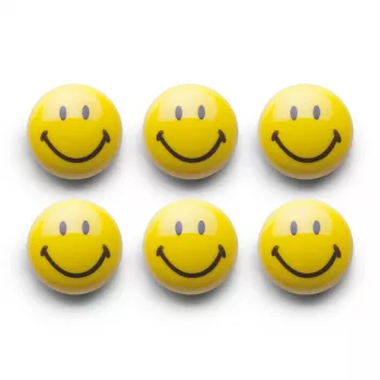 Zeller Smiley magnetų rinkinys, 6 vnt., 3 cm, geltonas, 11204