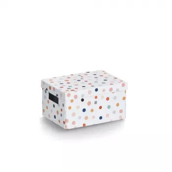 Zeller Dots dėžutė su dangteliu, balta su juodais taškais, 18,0 cm x 25,0 cm, 14474