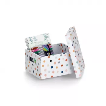 Zeller Dots dėžutė su dangteliu, balta su juodais taškais, 18,0 cm x 25,0 cm, 14474