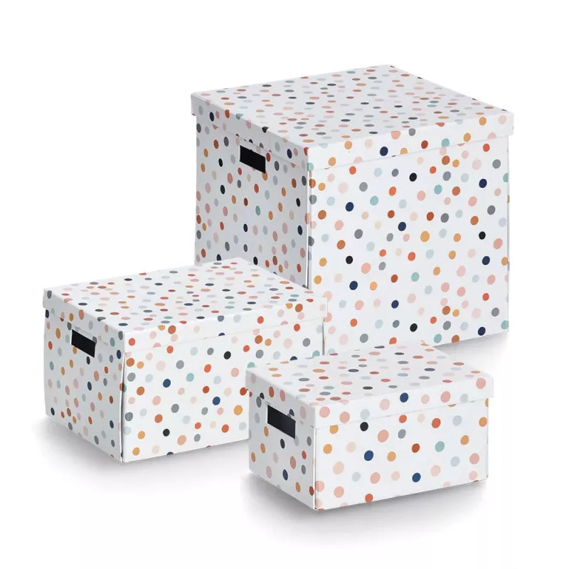 Zeller Dots dėžutė su dangteliu, balta su juodais taškais, 18,0 cm x 25,0 cm, 14474