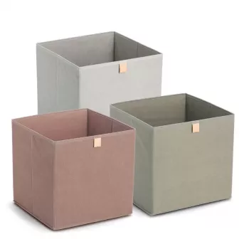 Zeller khaki audinio dėžė 32x32x32 cm sulankstoma kubo formos organizatorė 14540