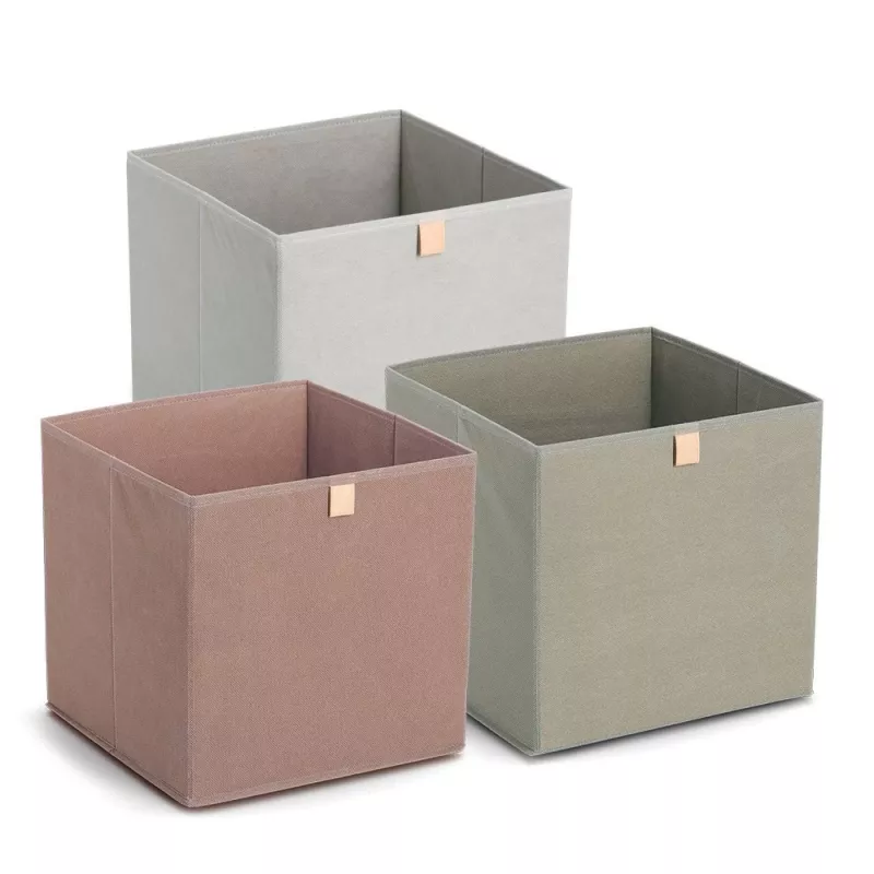 Zeller khaki audinio dėžė 32x32x32 cm sulankstoma kubo formos organizatorė 14540