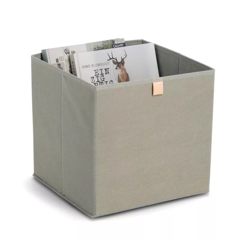Zeller khaki audinio dėžė 32x32x32 cm sulankstoma kubo formos organizatorė 14540