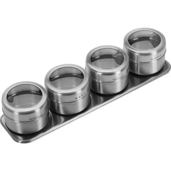WESTMARK prieskonių lentelė su 4 stikliniais indeliais, 5 dalių rinkinys, bambukinė lenta, 90 ml kiekvienas, 65152260