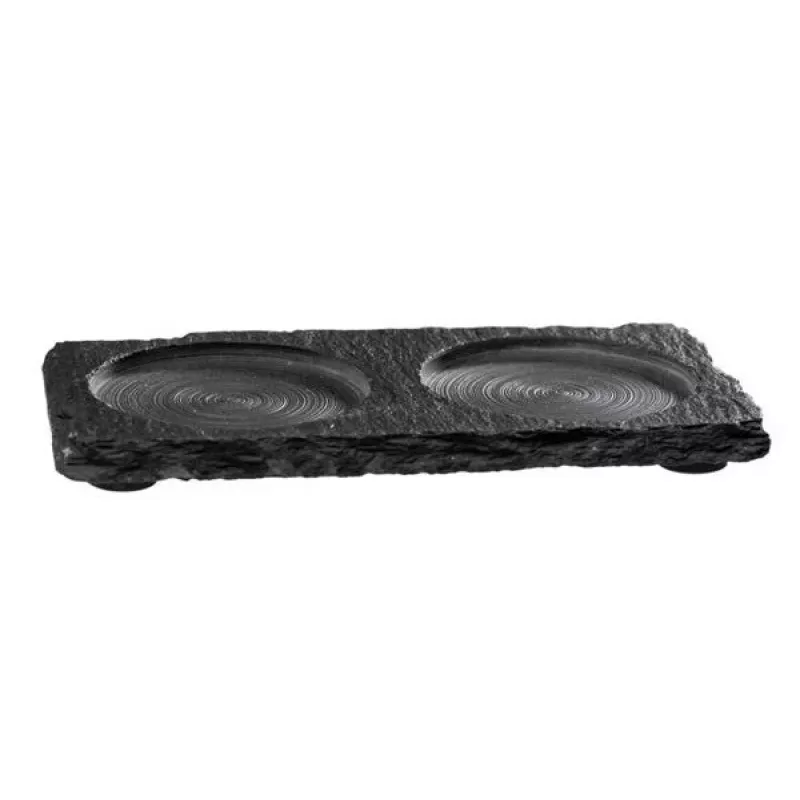APS Natūralaus šiferio lėkštė / padėkliukas (P)150 x (G)80 mm, storis 6-9 mm, su baldus saugančiomis kojelėmis - 1 vnt. (971)