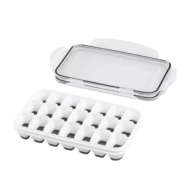 APS Ice Cube Box su dangteliu, permatomas/pilkas, 2 vnt. rinkinys, polipropilenas, tinka plauti indaplovėje 36103