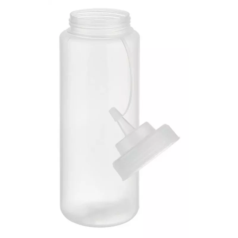 APS 1025 ml talpos plastikinis butelis su dozatoriumi, permatomas polietilenas, užsukamas dangtelis ir uždangalas - 1 vnt. (93259)