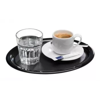 APS KAFFEEHAUS ovalus melamino padėklas, juodas, su užriestu kraštu, 260 x 200 x 15 mm, 84251