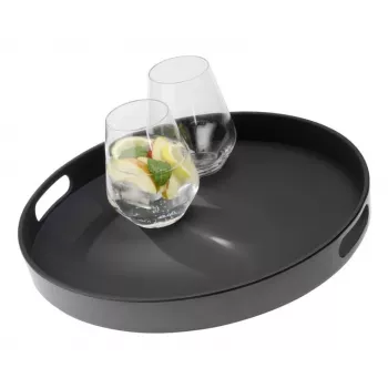 APS Bistro apvalus padėklas, juodas, 35,5 cm, melaminas, sukraunamas, tinka plauti indaplovėje (84045)